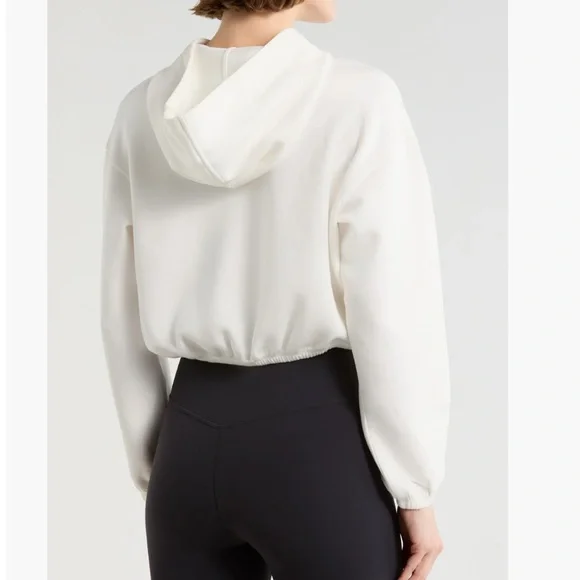 Spanx White Air Essentials Crop Pull-Over Hoodie Size M - Picture 2 of 7